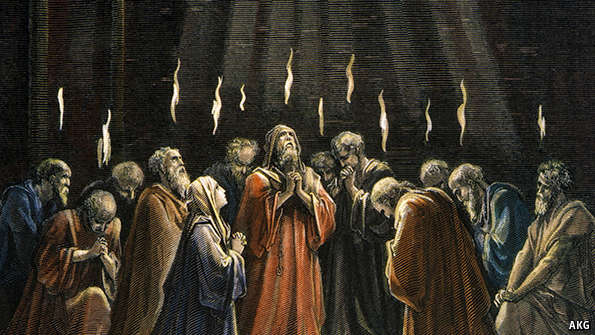 Pentecost — tongues of fire descending on the disciples